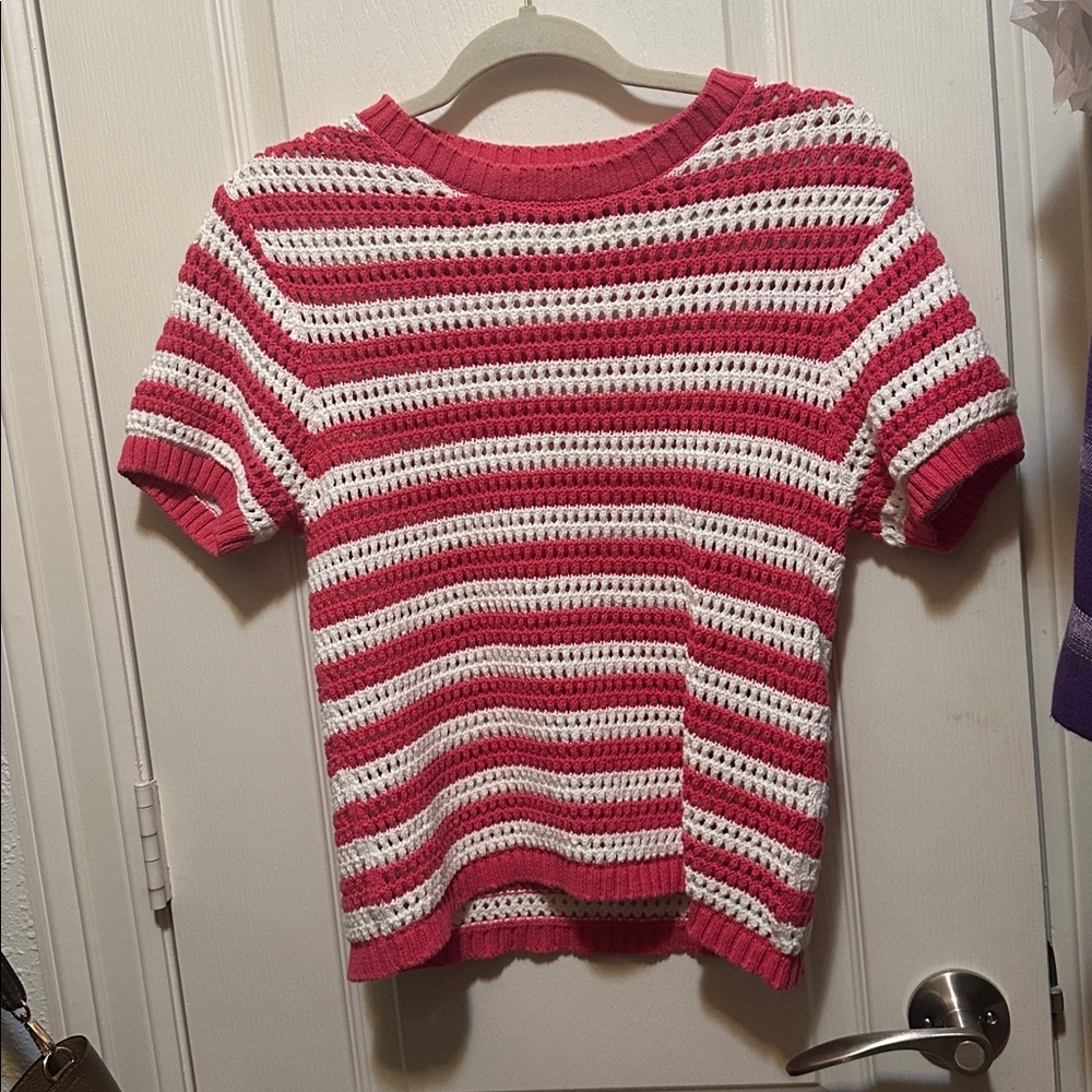 Striped Pink/red and White Women's Sweater